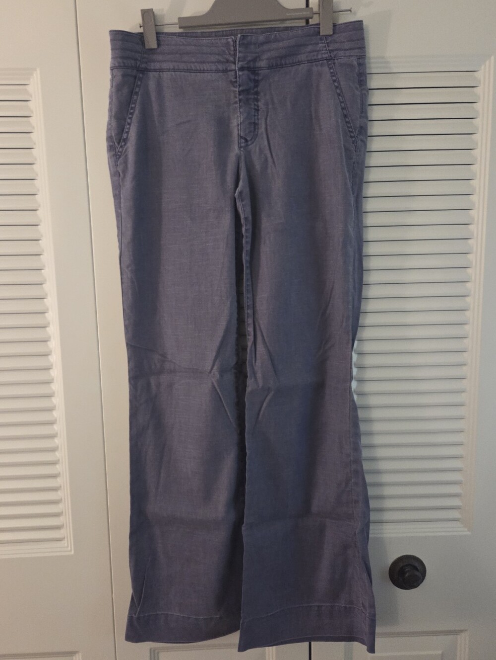 Level 99 Blue Gray Linen Lyocell Low Rise Bootcut Trousers Size 30 - Picture 2 of 4